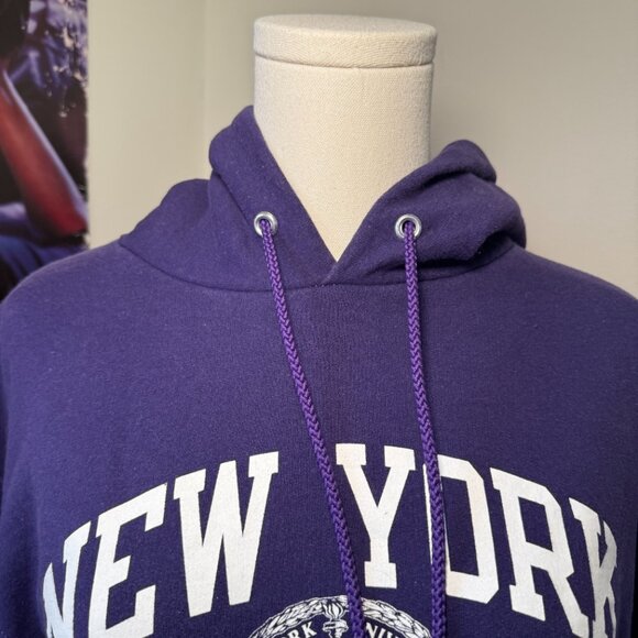 Collegiate New York University Purple and White Long Sleeve Hooded Sweatshirt - Picture 9 of 15